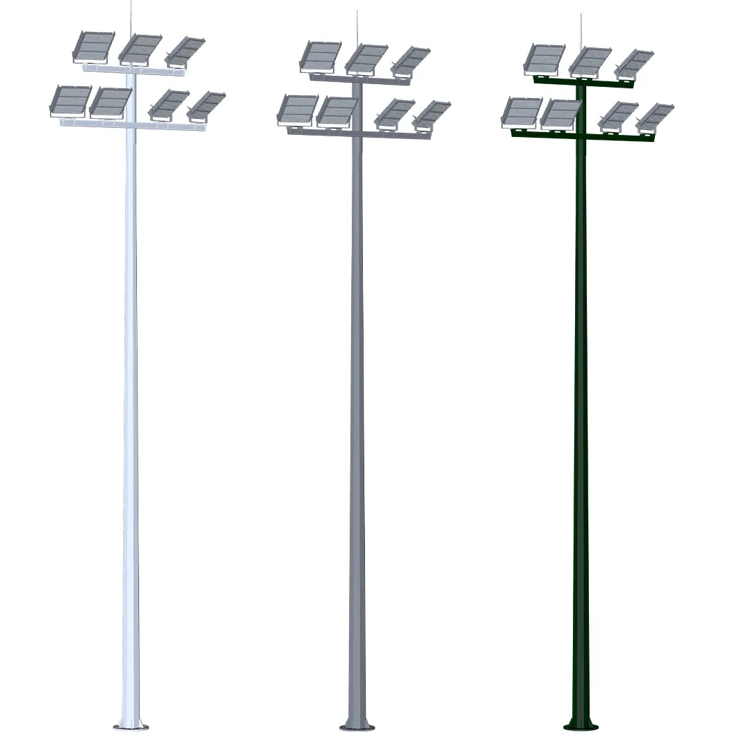Conjunto Completo de Luzes de Alto Mastro LED com Poste Galvanizado para Iluminação de Quadras Esportivas