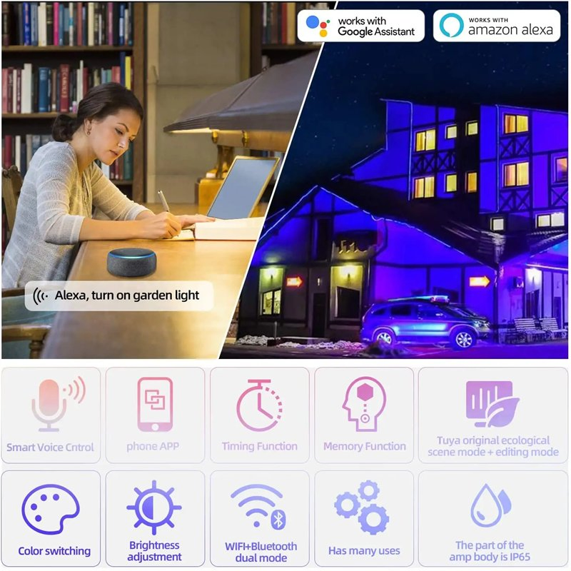 Luminária de Inundação LED RGB à Prova d'Água para Fábrica de Projetores Atacado 10W 40W 60W 80W 100W 150W 200W RGBW CCT WiFi Bluetooth Mesh Controle Remoto IR RF