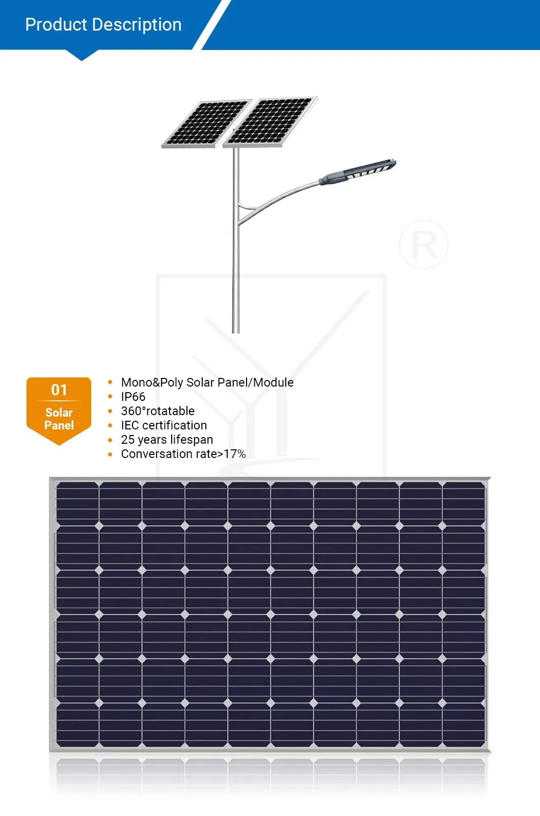 Lâmpada LED de Rua Solar com Sensor de Movimento para Iluminação Externa