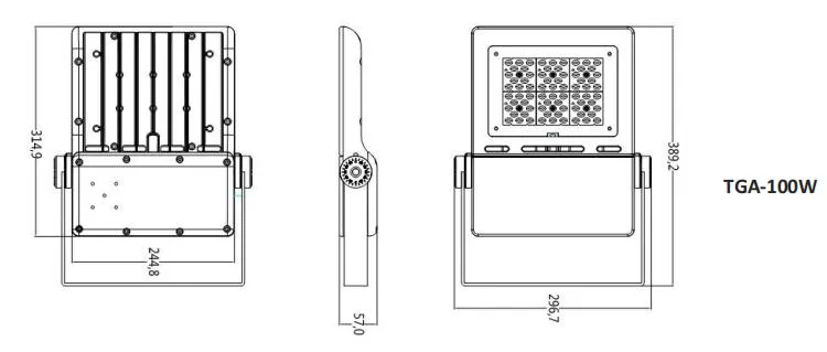 Dimensões do Holofote LED ELS-TGA 1