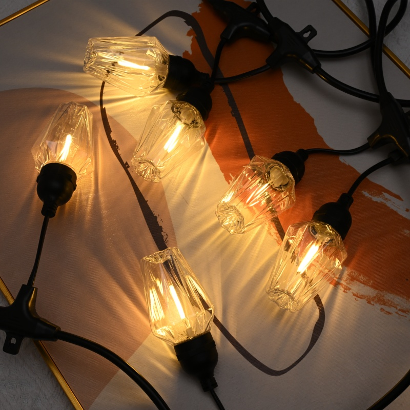 Luzes de Cordão de Bolha LED Solar para Exterior à Prova d'Água para Acampamento, Paisagismo, Iluminação de Árvores, Decoração de Natal no Quintal, Fita de Luz Atmosférica