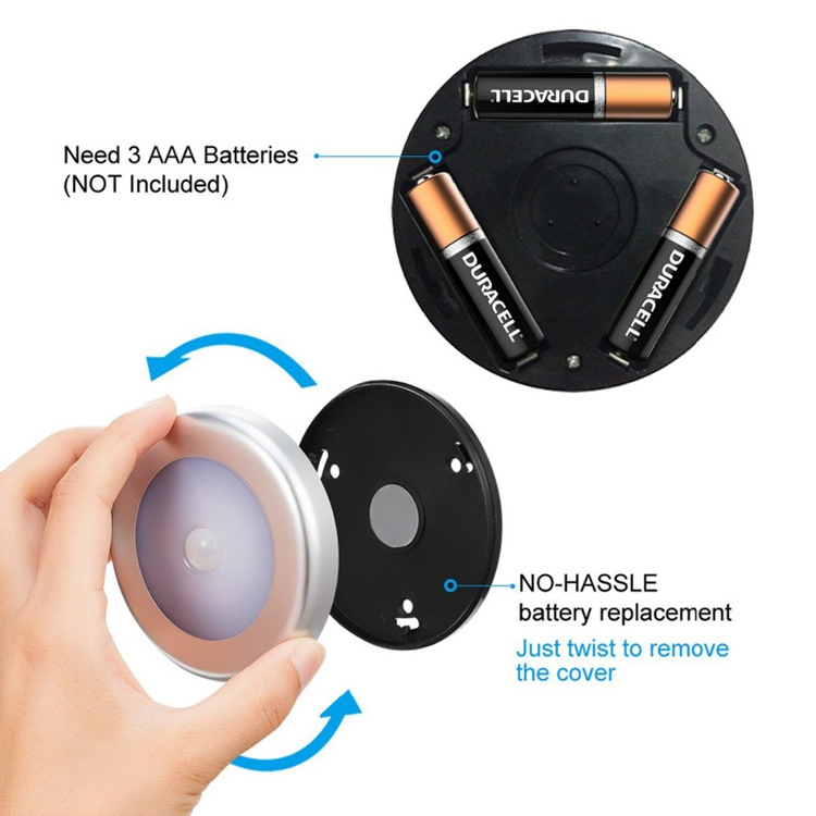 Luz Redonda com Sensor de Movimento LED para Escadas Iluminação Inteligente para Armário Quarto Sala de Estar
