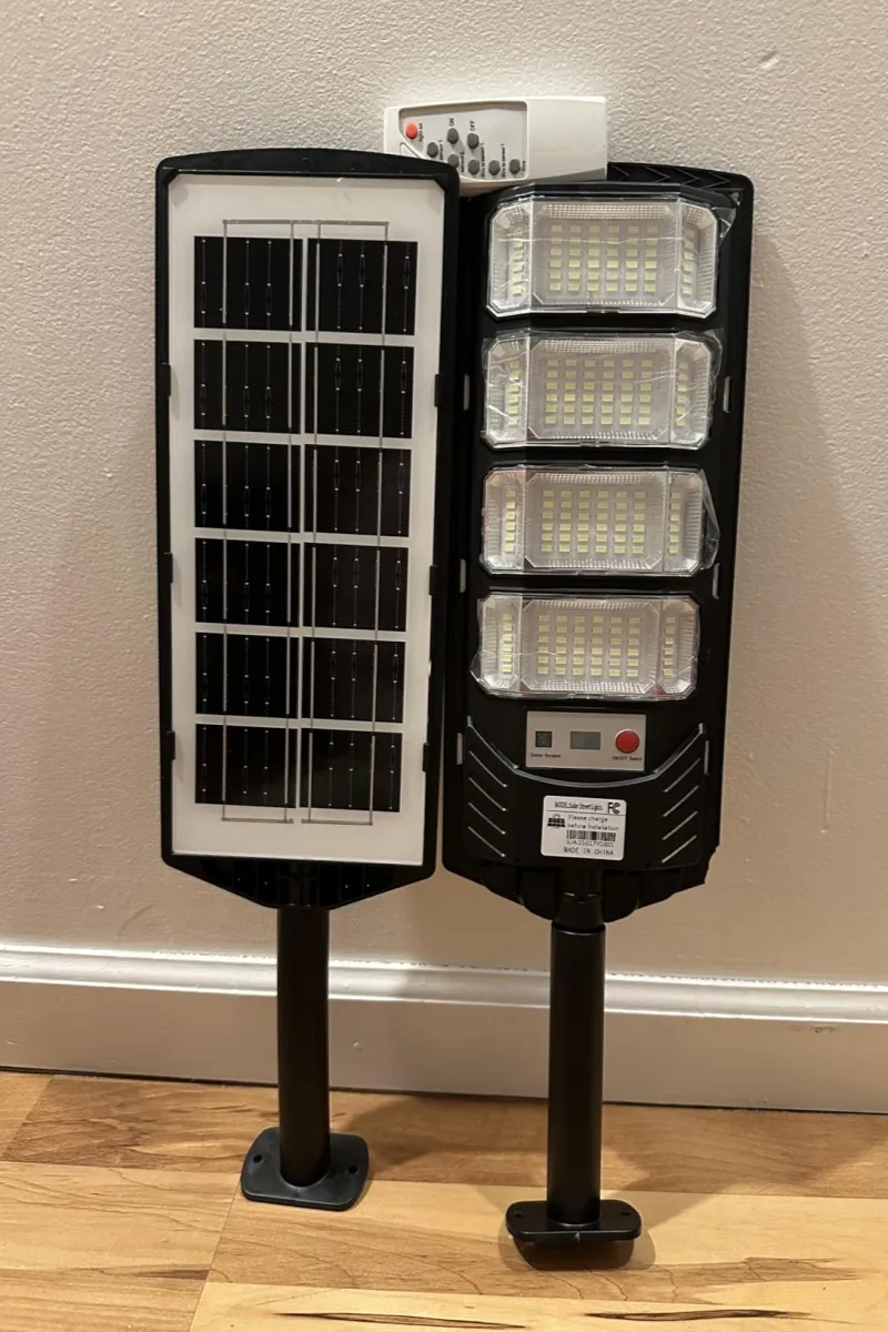 50000 Lâmpada Solar de Rua LED com Sensor de Movimento, Luz de Inundação de Segurança, Iluminação Comercial para Exteriores com Vida Útil de Horas