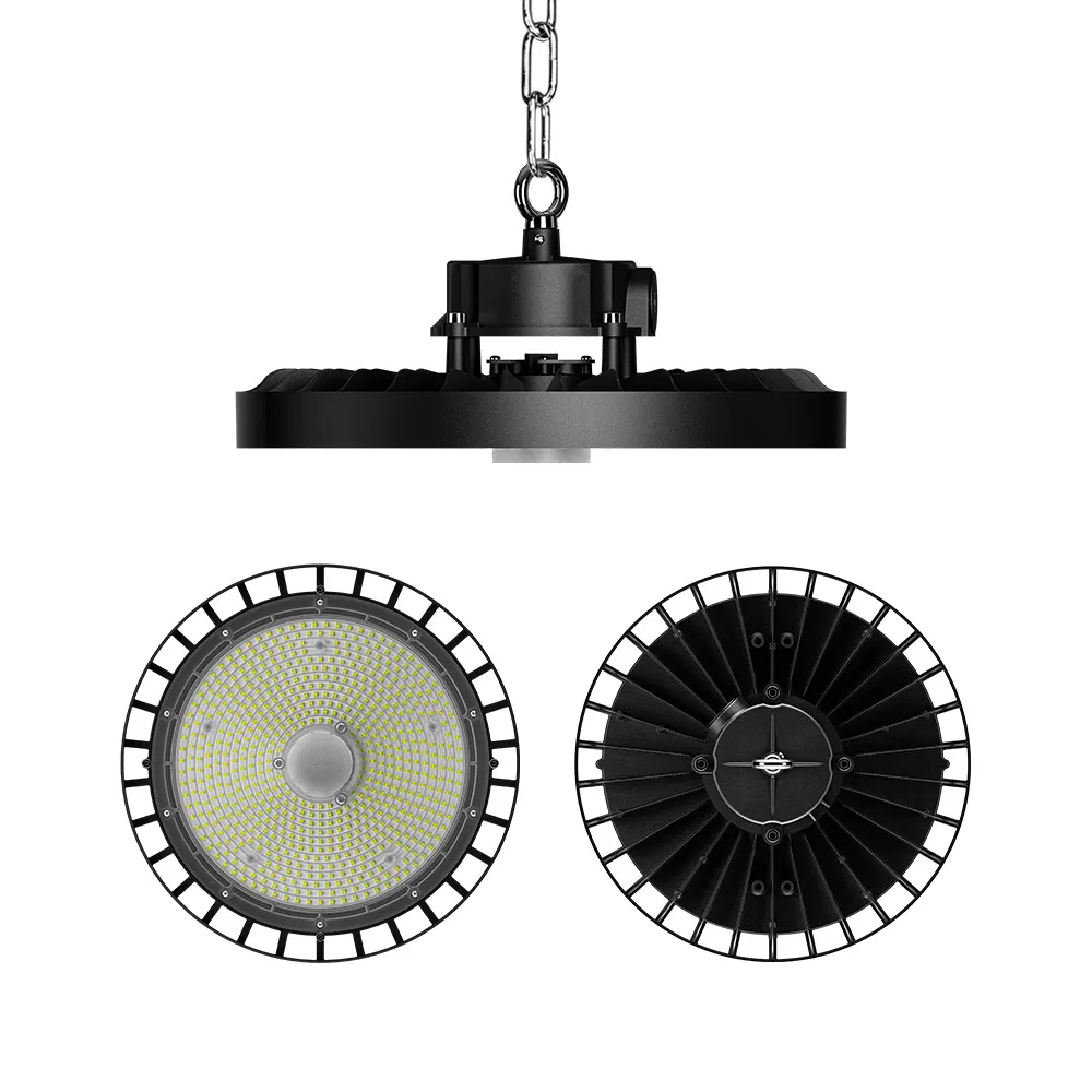 Iluminação Industrial Interna 80W 120W 150W 190W 250W IP65 Luz LED de Alta Baía UFO à Prova de Explosão com Sensor Linear para Armazém