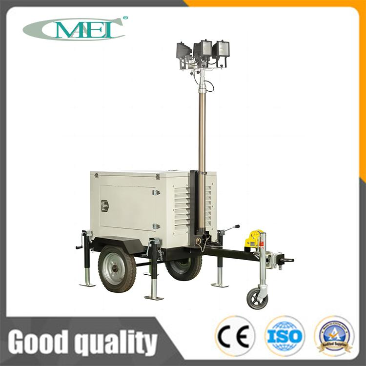 Conjunto de gerador diesel com farol LED, veículo de iluminação móvel, farol móvel para canteiro de obras
