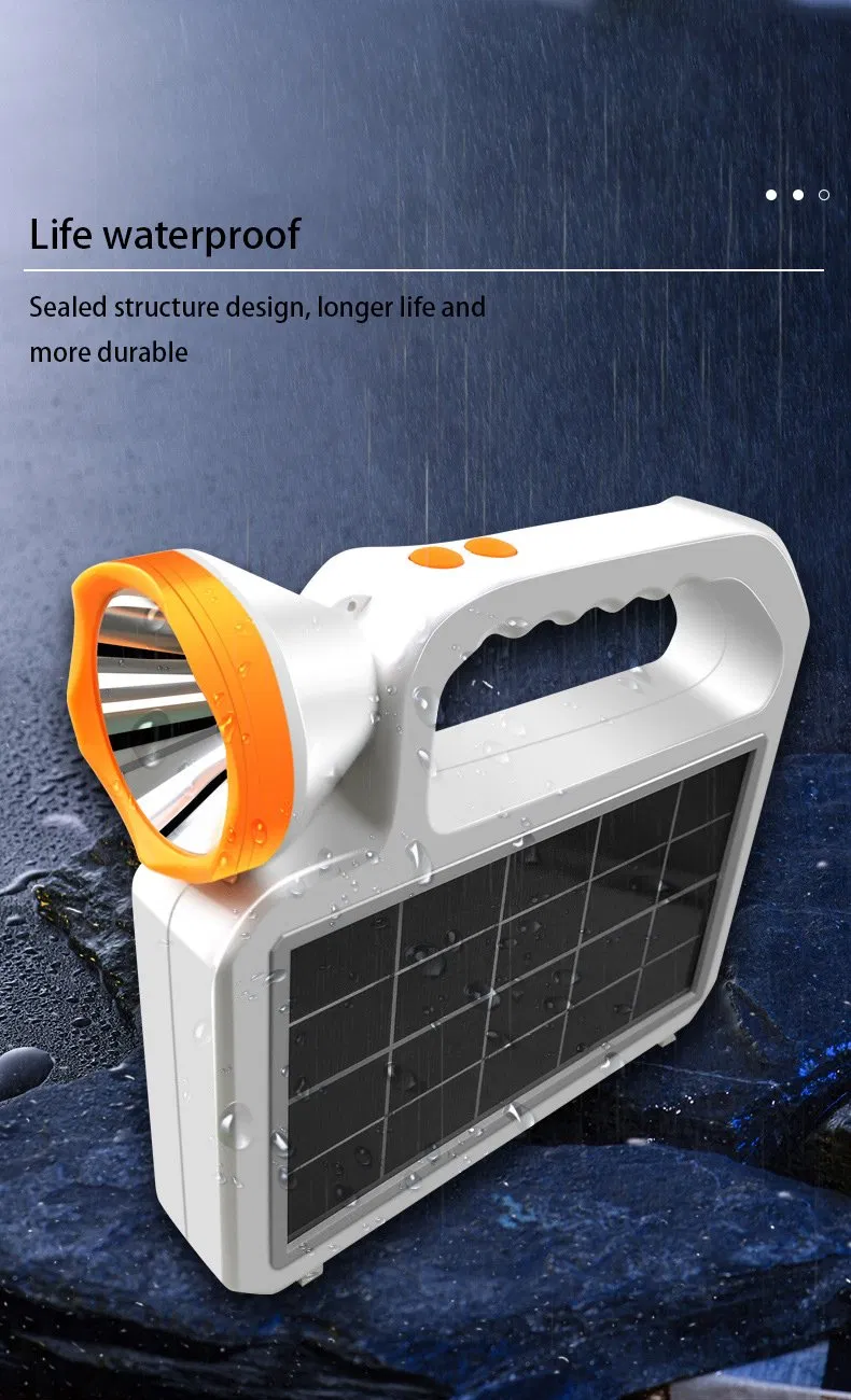 Luz forte solar portátil lâmpada de carregamento LED para casa, ao ar livre, canteiro de obras, patrulha, camping, iluminação de longo alcance e detector multifuncional