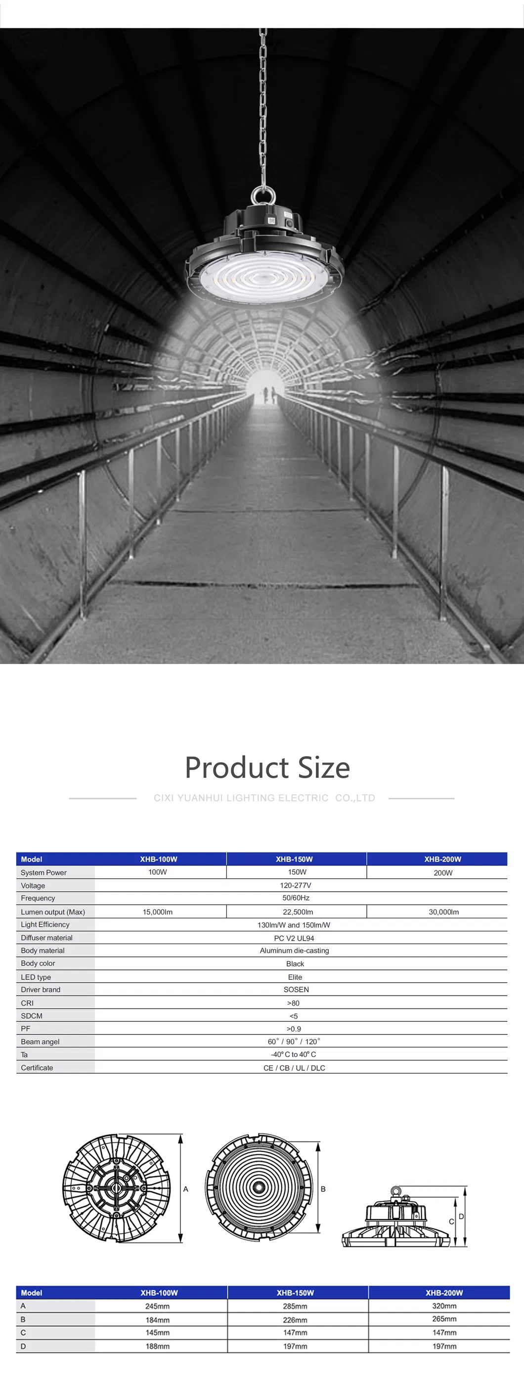Iluminação Industrial de UFO LED Luz de Alta Baía para Fábrica Armazém Mina