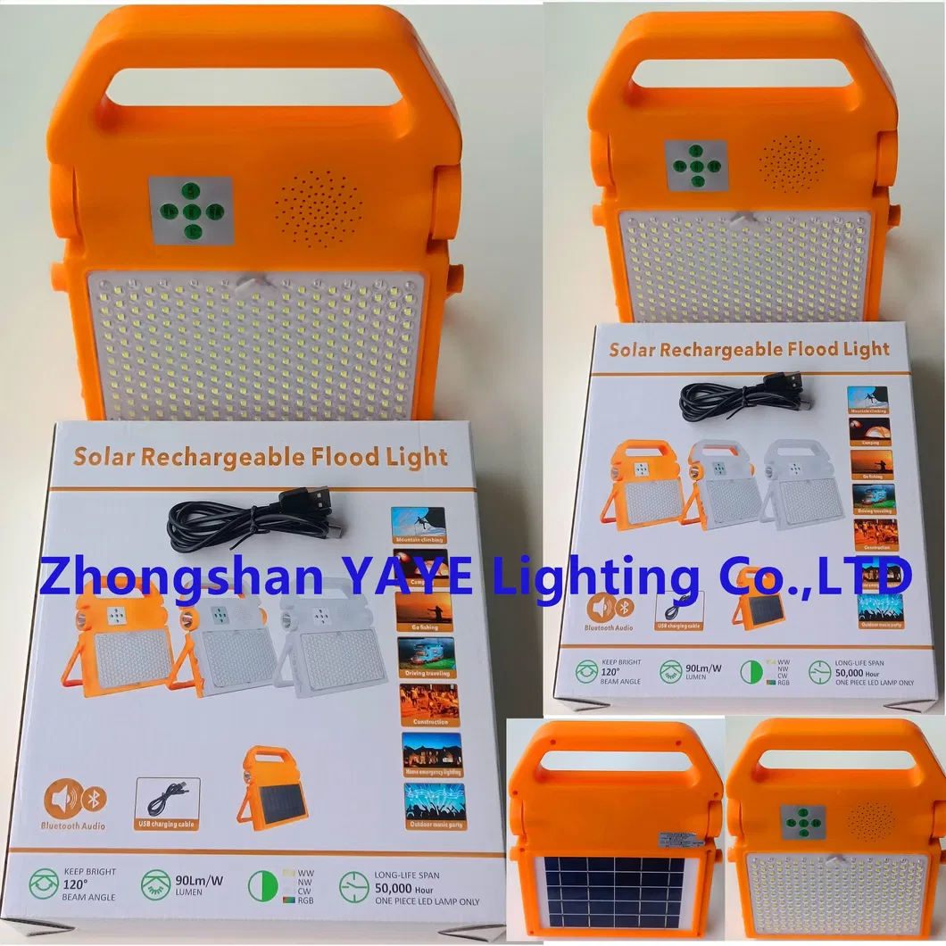 Fabricante de Fábrica Solar 100W/200W/300W Luz de Inundação LED Portátil Recarregável de Emergência