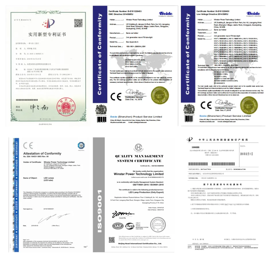 Certificados CE RoHS TUV para iluminação linear