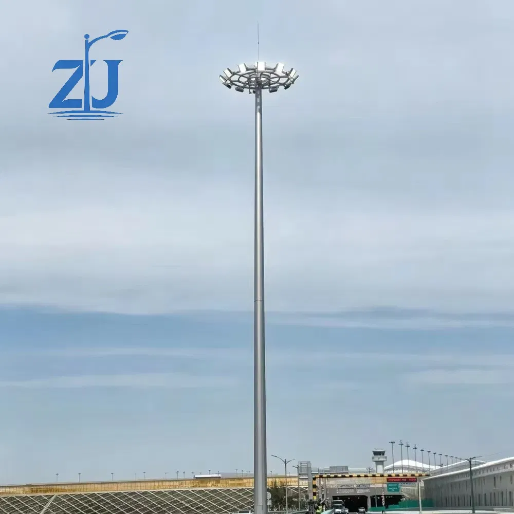 18m 22m 28m Iluminação LED Profissional de Alto Mastro com Sistema de Elevação e Baixamento