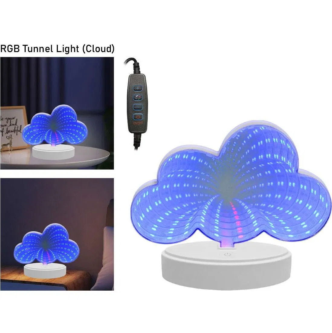 Decoração de Mesa Iluminação RGB Inteligente USB 5V Espelho de Túnel LED 3D Luz Ambiente Multicamadas