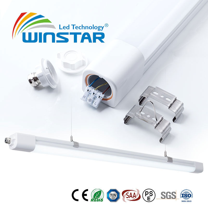 60cm 2FT Batten Tri-Proof 170lm/W 4000K P66 Luz Linear LED à Prova d'Água Iluminação Industrial de Garagem Armazém Oficina Anticorrosiva à Prova de Poeira Ik10