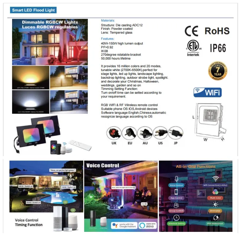 Luminária de Inundação LED RGB à Prova d'Água