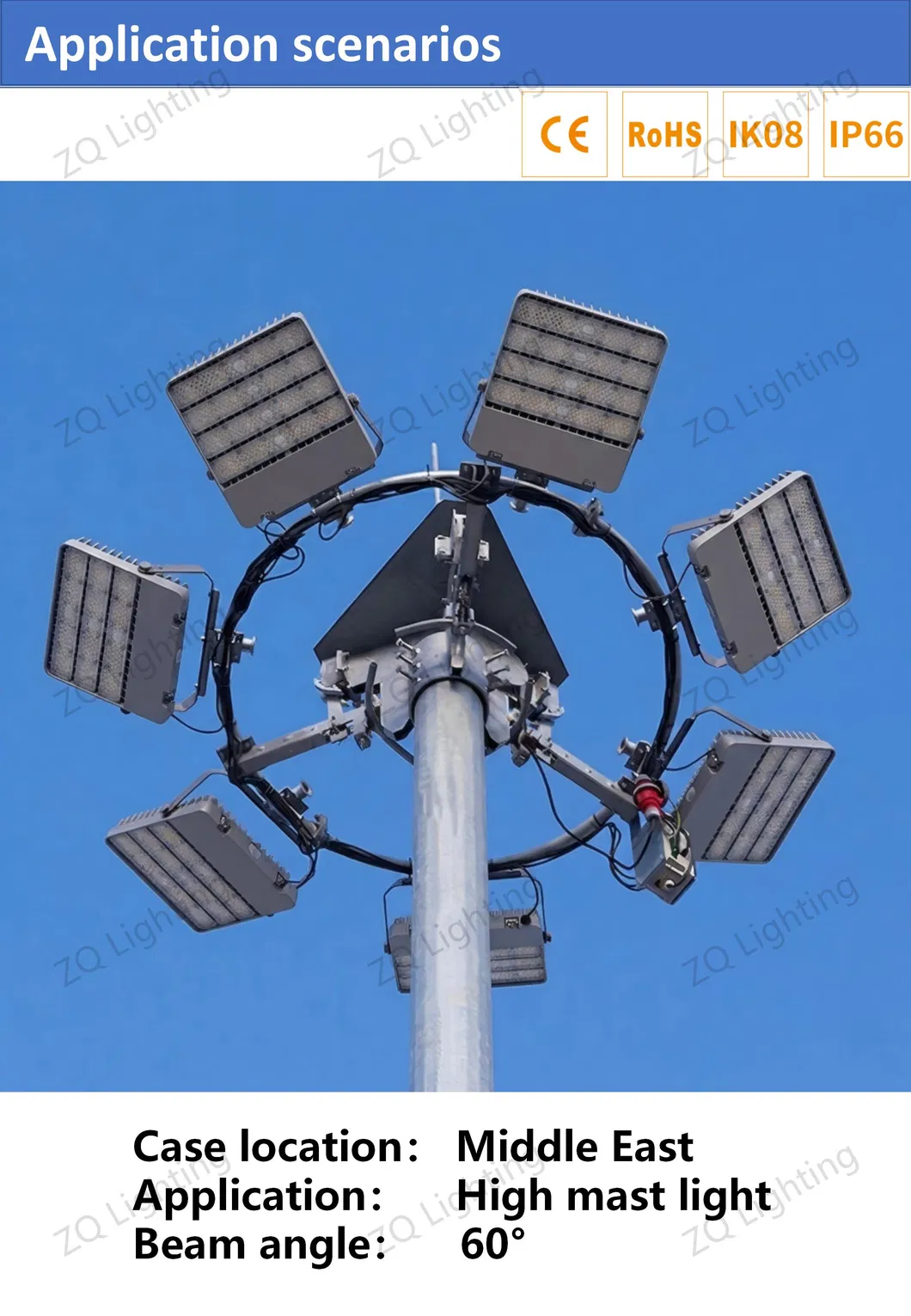 Luz de Inundação LED IP66 Ik08 Anti Ofuscamento OEM 200W 300W 600W 1000W Watt Holofote LED Luz de Estádio Luz de Alto Mastro Projetor de Quadra de Tênis Iluminação Esportiva Externa CE