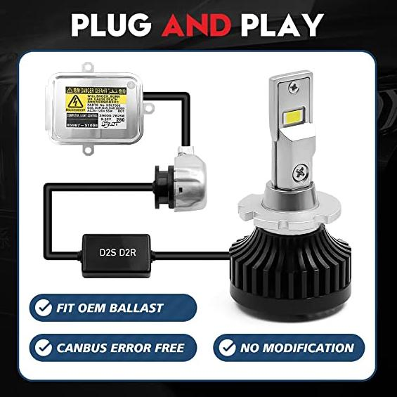 85V 35W D2s Lâmpada Xenon HID para D2s LED 45W 10000lm Farol Projetor LED