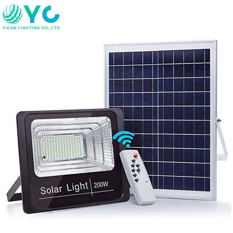 IP67 Melhor Preço Atacado 100W 200W 300W Decoração de Jardim ao Ar Livre Painel de Energia Sensor de Movimento de Rua Produtos de Luz Solar LED de Inundação Jardim Muro