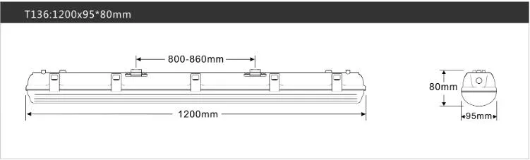 1.2m IP66 PC à prova d'água 20W 40W Habitação CCT Garagem Oficina Tubo de Iluminação Linear Emergência Luminária LED Tri-Proof