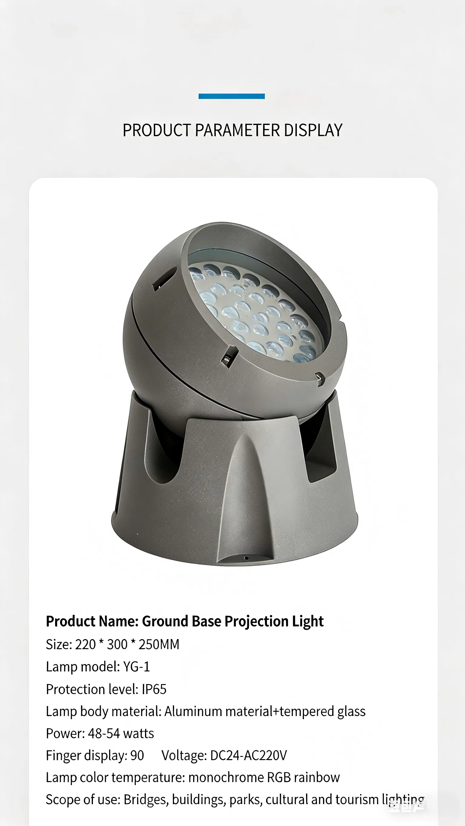 48W Holofote LED RGB Colorido de Alta Potência, Luz de Árvore com Ângulo Ajustável para Exterior, Lâmpada à Prova d'Água para Construção de Parque e Área Cênica IP65