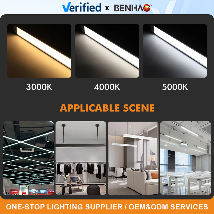 Iluminação de Teto LED Interior, Pendentes de Superfície em Alumínio, Anti Reflexo, Dimmable para Casa Inteligente, Fita de Luz COB 6-44W 220V Luz Linear em Grelha
