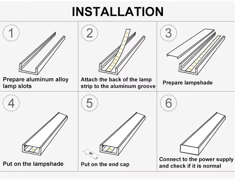 Perfil de Alumínio LED de Gesso para Iluminação Arquitetônica Decoração de Teto com Fenda de Sombra
