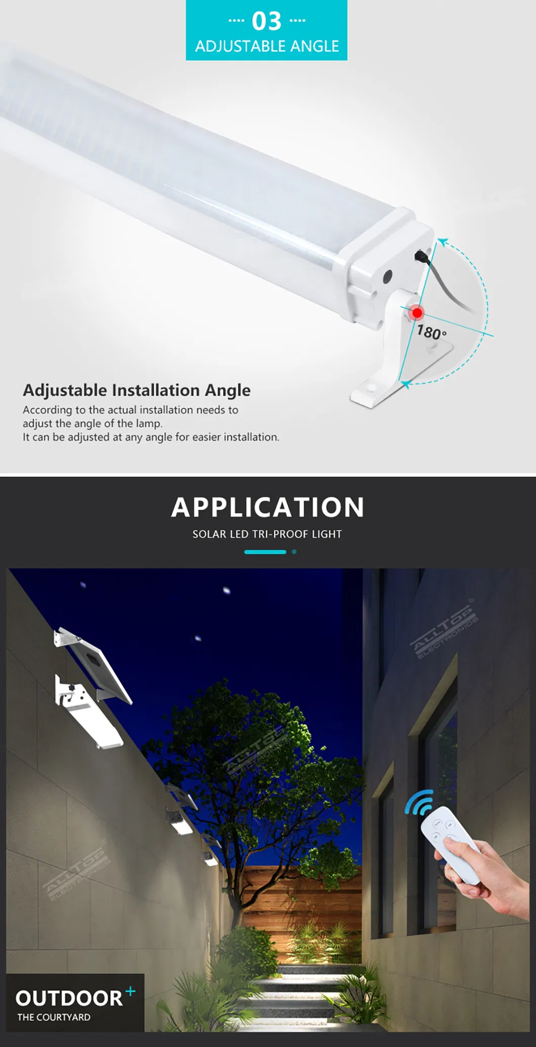 Fixture de Iluminação Interna Linear à Prova d'Água IP65 Alumínio 20W 40W 60W 80W Luz Solar LED Tri-Proof