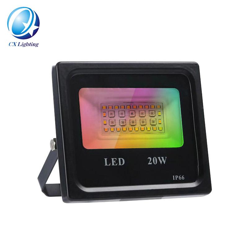 Refletor LED RGB Inteligente à Prova d'Água para Exterior com Suporte para APP Tuya e Controle por Voz 20W 50W 100W Luz de Inundação 220V com Tuya