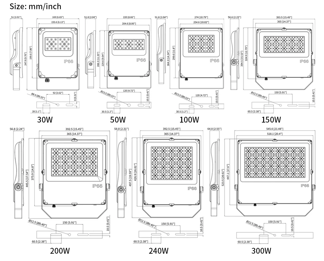 Refletor LED 300W 400W 500W Iluminação LED de Alta Potência Usada para Iluminação de Esportes