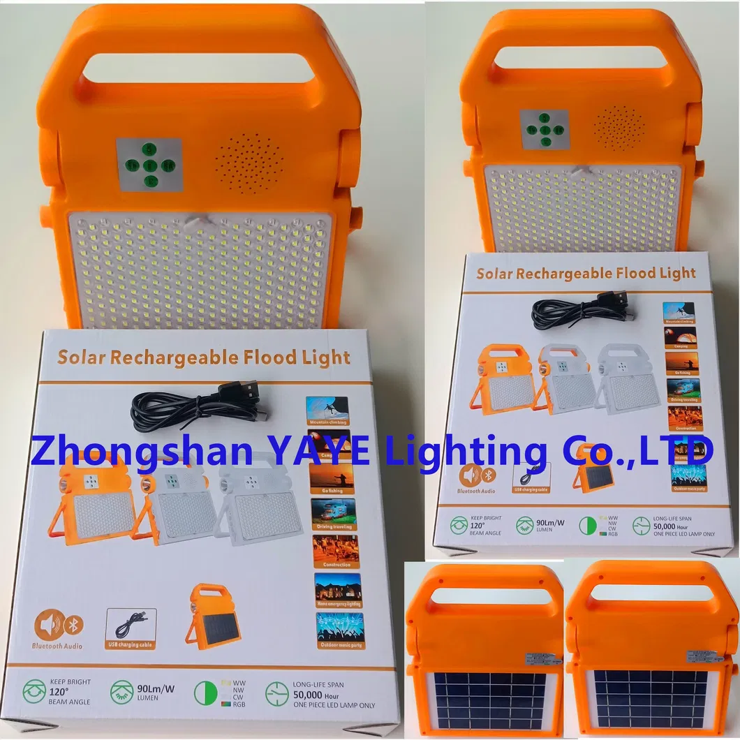 Fabricante de Fábrica Solar 100W/200W/300W Luz de Inundação LED Portátil Recarregável de Emergência