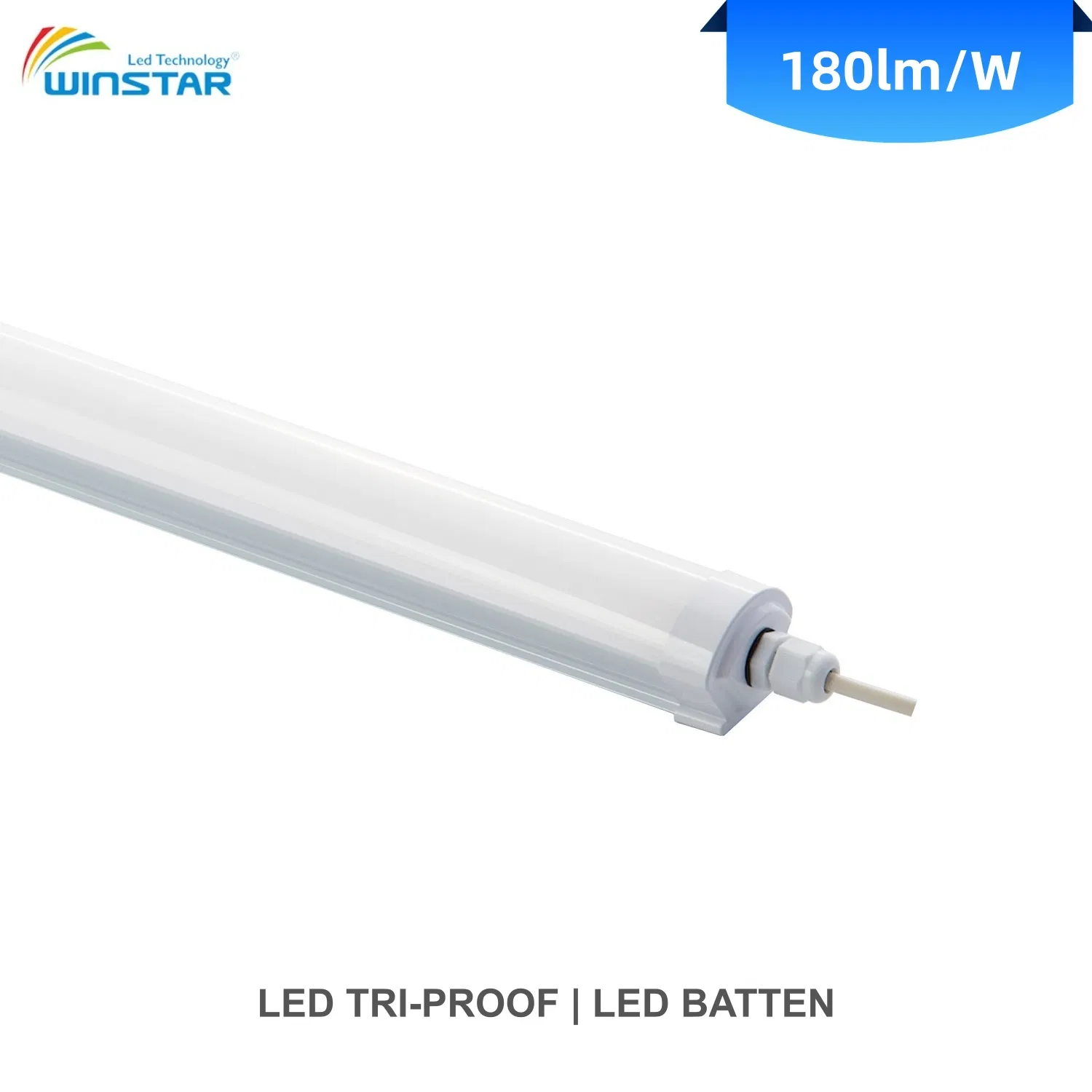 Luminária LED Tri-Proof 36W 5400lm IP65 à prova de poeira, lâmpada linear certificada CE para canteiro de obras, oficina e iluminação industrial temporária