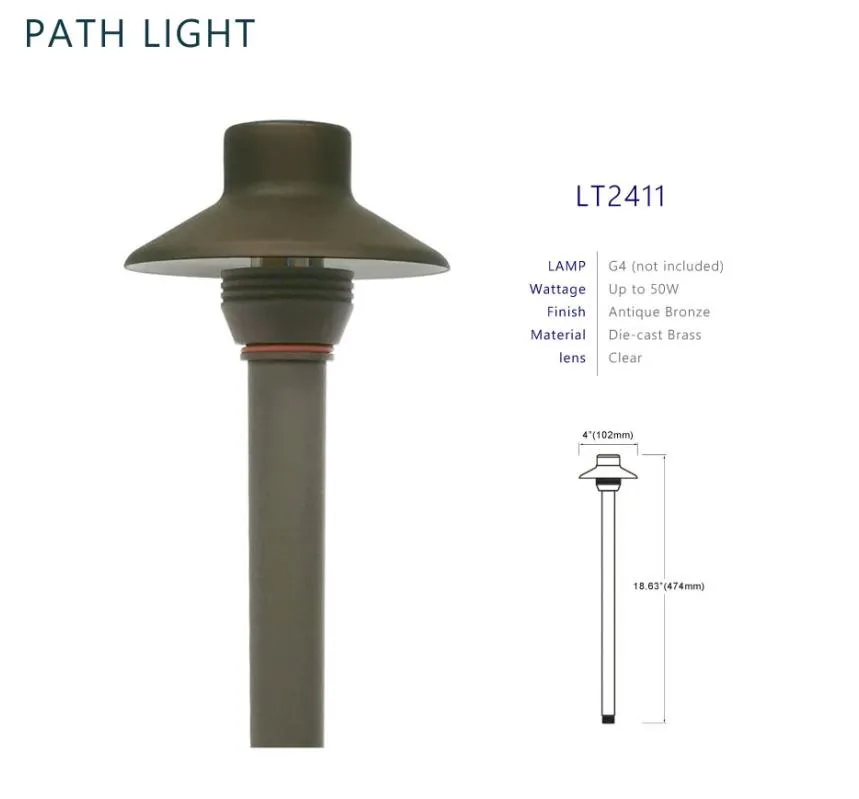 Lt2411 Luzes de Caminho Pequenas em Bronze Antigo com Construção em Latão Fundido de Baixa Tensão para Iluminação de Jardins Externos