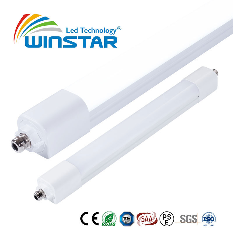 Winstar IP66 Luz de Batten LED à Prova d'Água Ik10 Fixture Linear Tri-Proof 4FT 5FT 120cm 150cm Lâmpada à Prova de Vapor à Prova de Poeira Resistente à Corrosão Iluminação Industrial