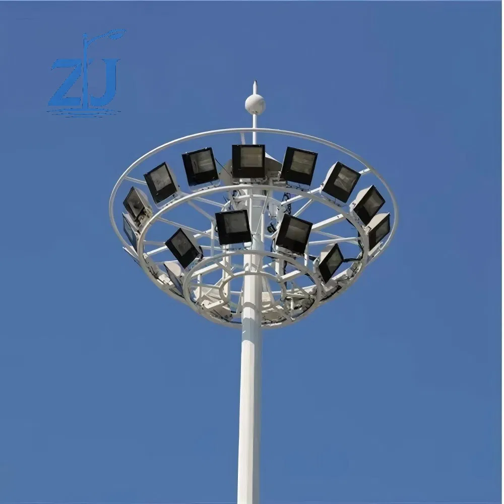 18m 22m 28m Iluminação LED Profissional de Alto Mastro com Sistema de Elevação e Baixamento