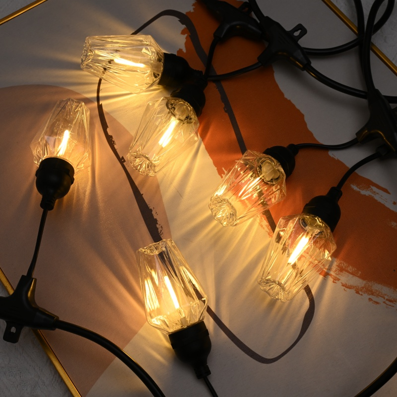 Luzes de Cordão de Bolha LED Solar para Exterior à Prova d'Água para Acampamento, Paisagismo, Iluminação de Árvores, Decoração de Natal no Quintal, Fita de Luz Atmosférica