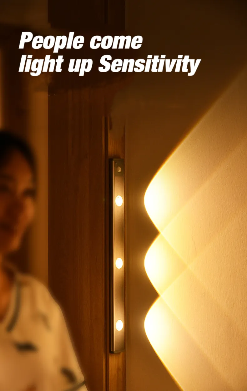 Iluminação de Armário de Montanha LED Decorativa de Alta Qualidade para Interior com Sensor de Movimento por Toque PIR, Lâmpada Sem Fio para Luz de Parede de Armário Interno