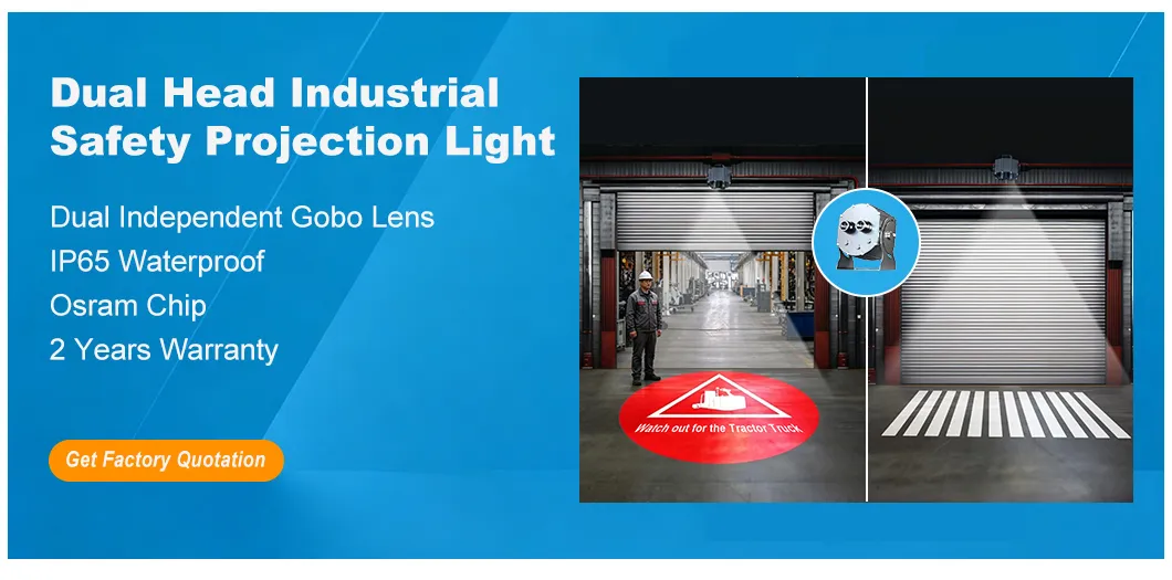 Aviso de Segurança Luz Projetor LED de Dupla Cabeça para Aplicações de Iluminação Industrial