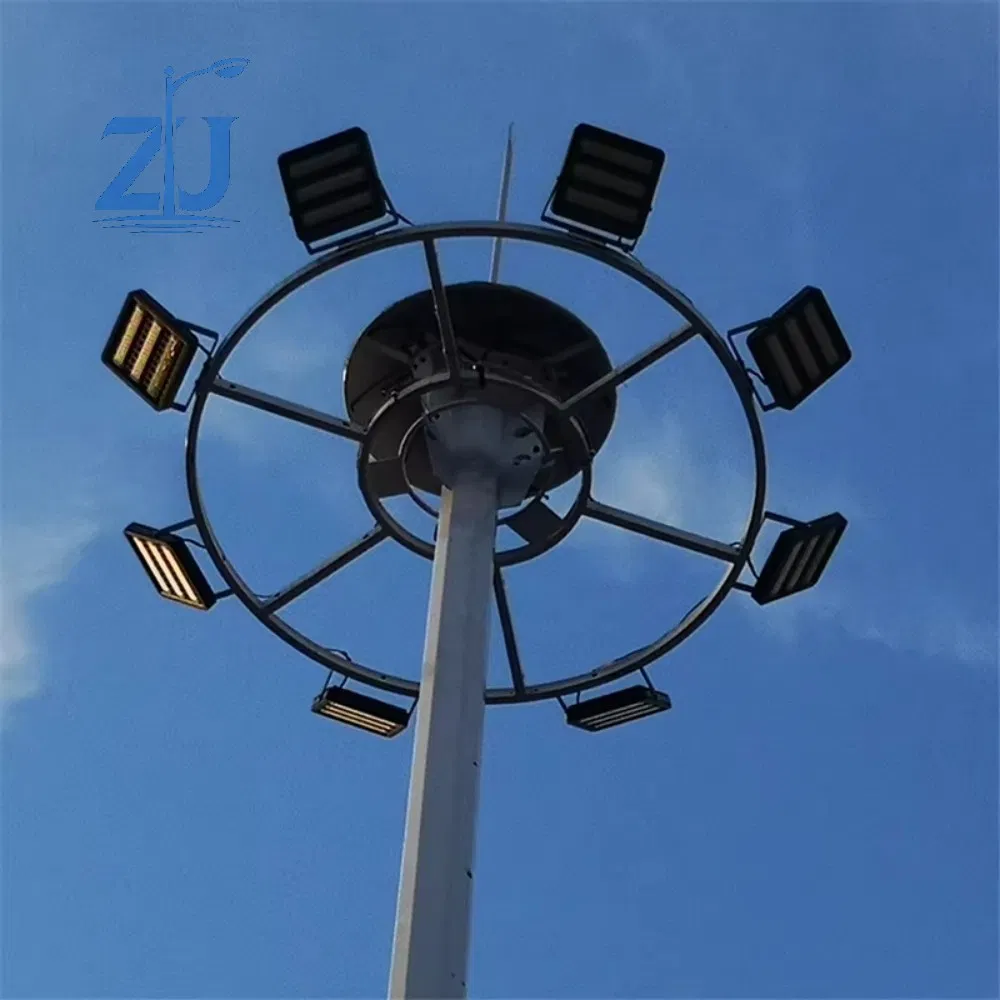 12m 15m 20m 25m 30m Poste de Alta Mast com 500W Iluminação LED Iluminação de Alta Mast Externa com Dispositivo de Elevação e Baixamento