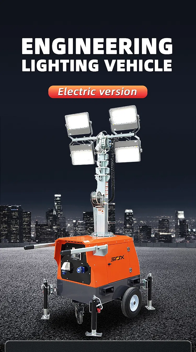 Torre de Luz Portátil LED de Alta Eficiência com Elevação Manual 7m