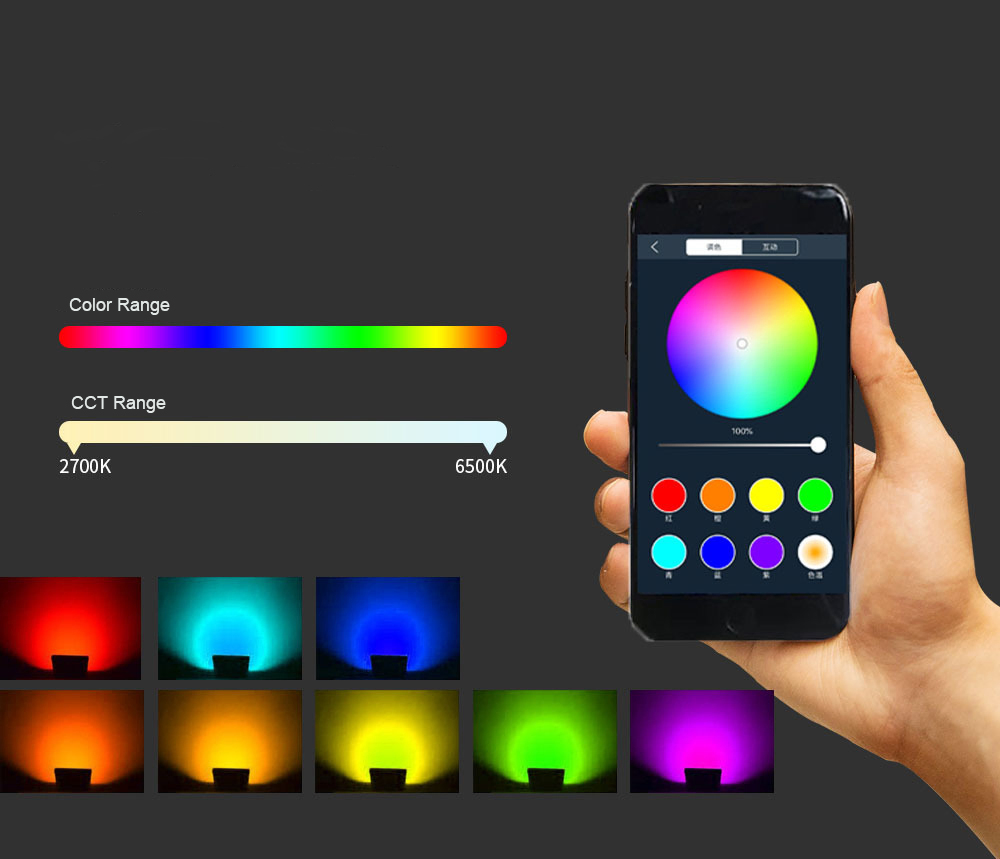 Luz de Inundação Inteligente LED RGB com Controle Sem Fio Mudança de Cor WiFi Tuya