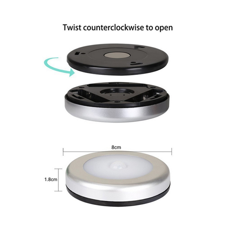 Luz Redonda com Sensor de Movimento LED para Escadas Iluminação Inteligente para Armário Quarto Sala de Estar