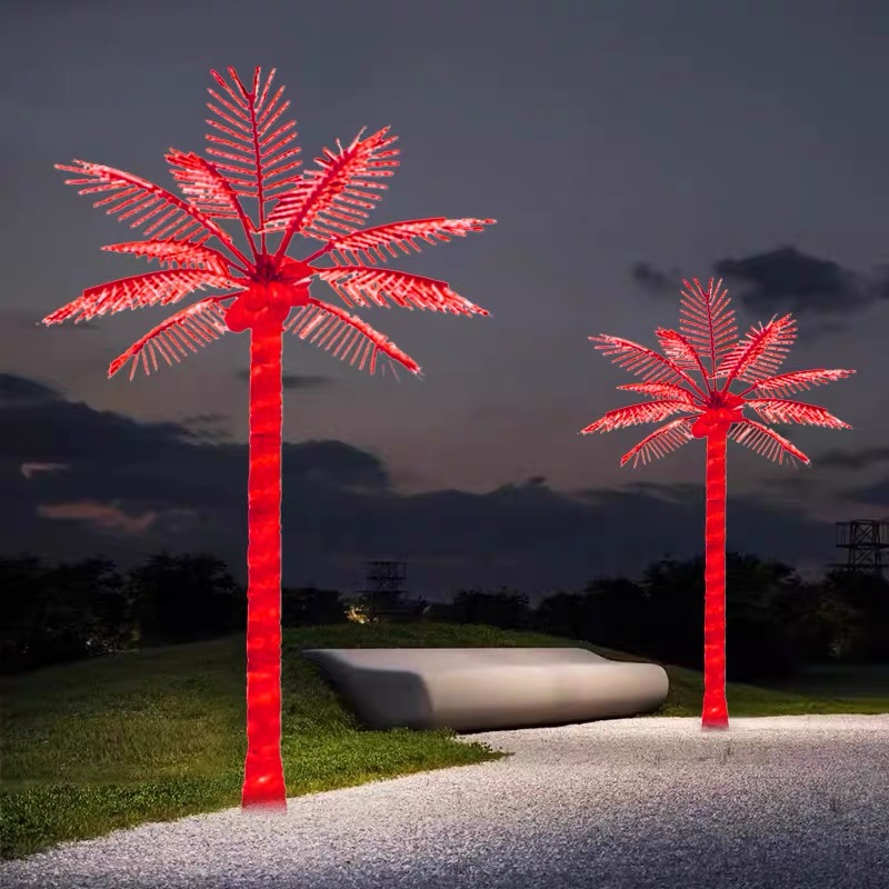 Árvores de Palmeira Iluminadas Artificialmente para Paisagismo ao Ar Livre, Iluminação à Prova d'Água, Engenharia de LED