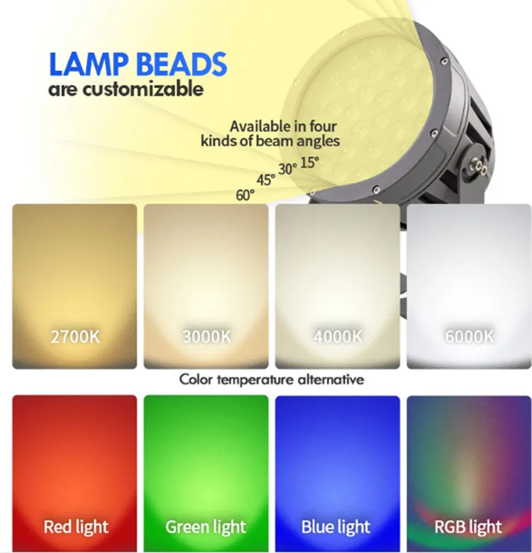 IP65 IP67 DMX 36W Holofote de LED para Jardim, Lâmpada de Projeto para Paisagismo, Luz de Inundação para Jardim