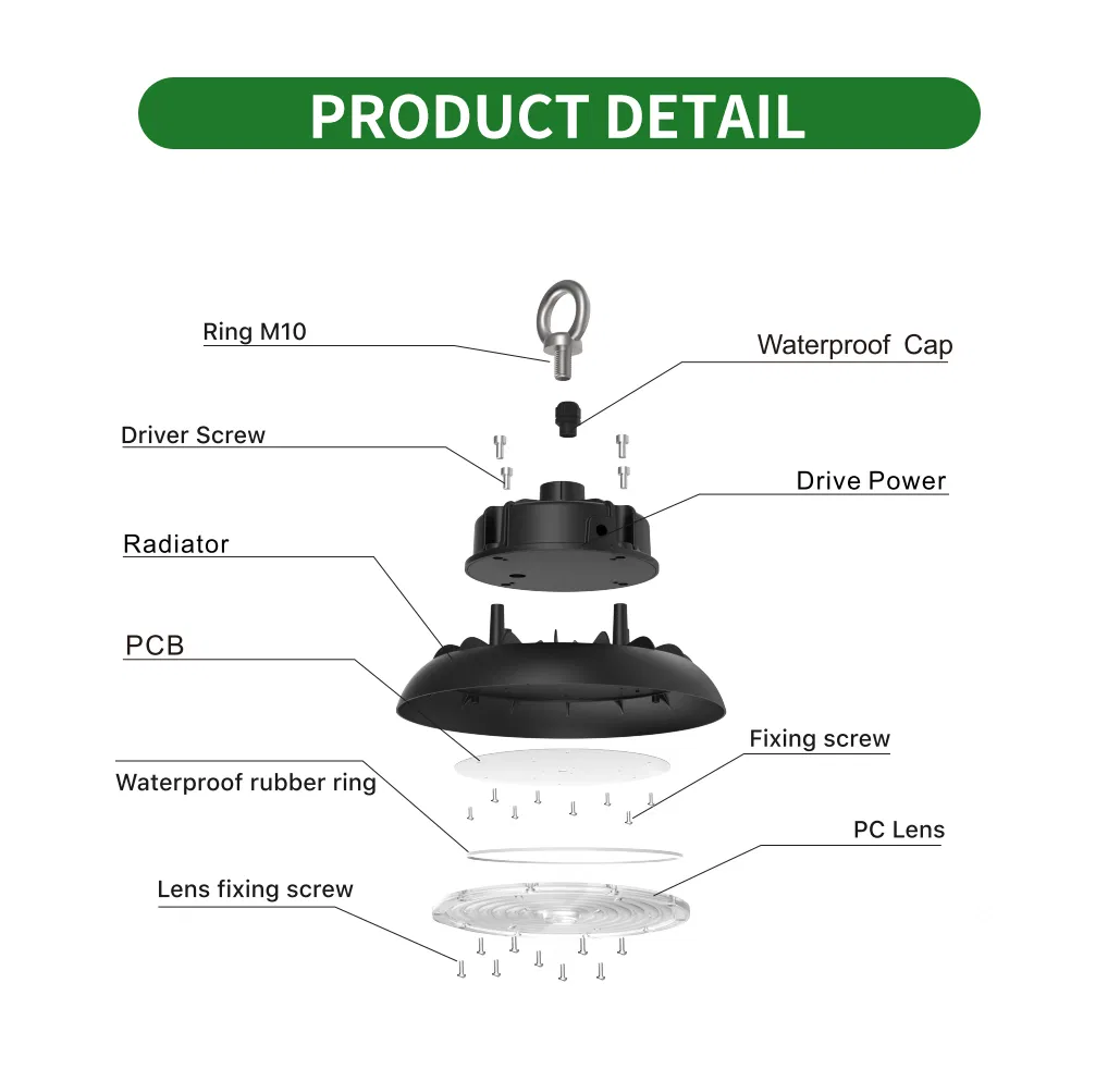 Venda Quente 100W 150W 200W 240W 300W Loja Industrial Iluminação de Cavalo IP66 LED de Alta Baía UFO à Prova d'Água para Armazém