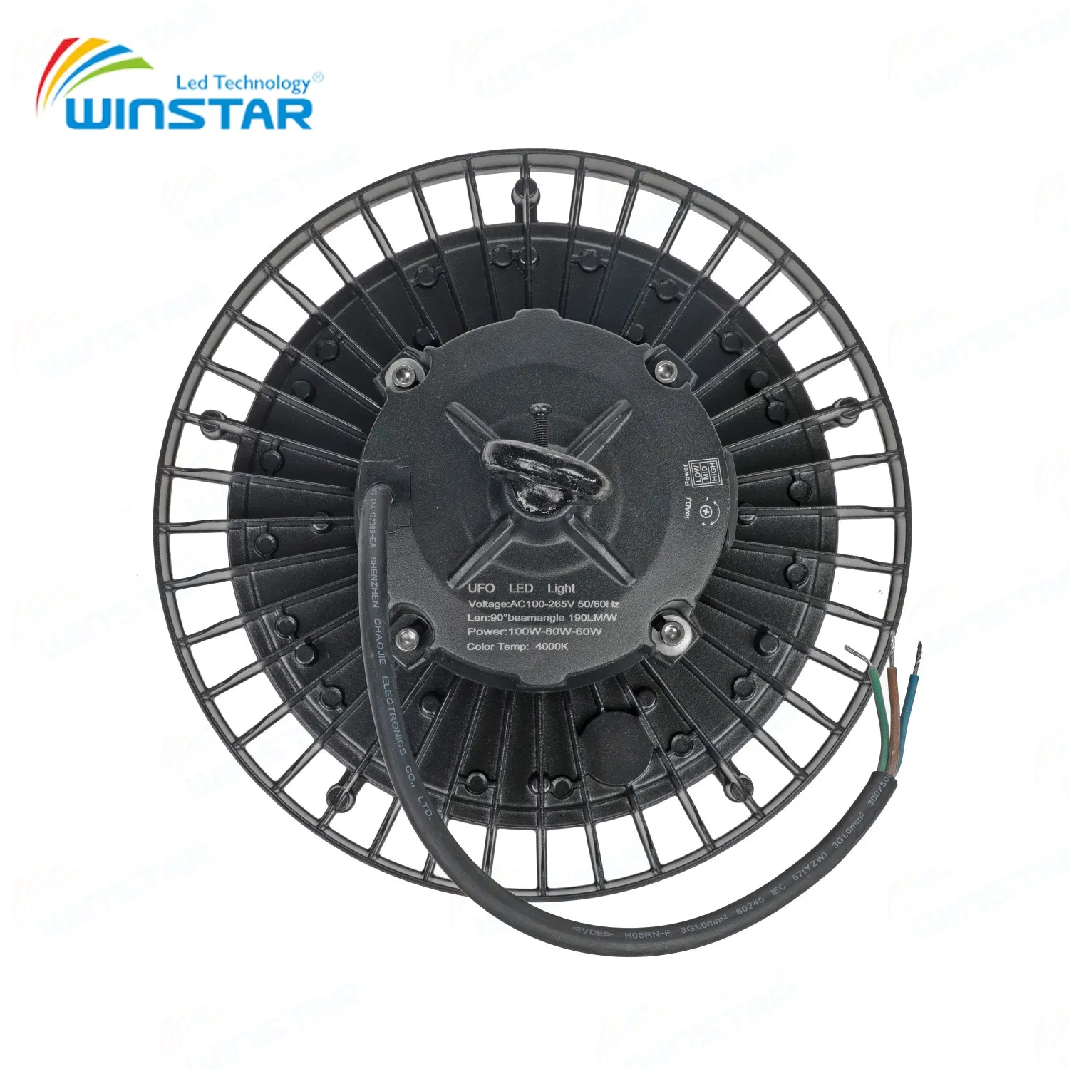 Luz de Armazém de Alta Baía LED de Alta Luminância e Grande Potência 200W CCT Único e Interruptor de Potência Selecionável IP65 150lm/W 170lm/W 200lm/W Iluminação Comercial e Industrial