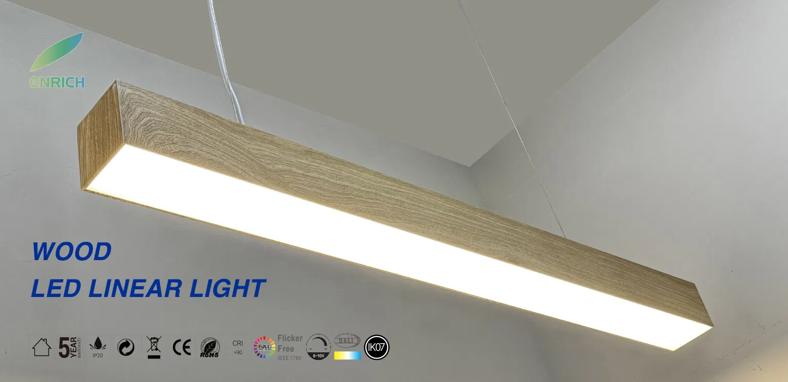 Acabamento em Madeira Arquitetônica Perfil de Alumínio Iluminação Linear LED Branco Ajustável RGBW Dali Casambi