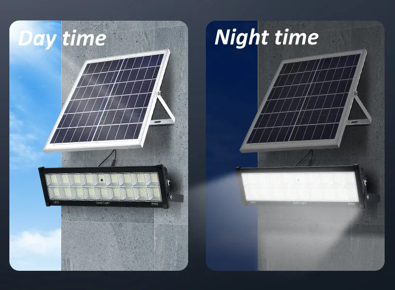 Luz de Inundação Solar ao Ar Livre em Alumínio Fundido, Sistema de Energia Solar Inteligente com LED, Luz de Inundação Solar