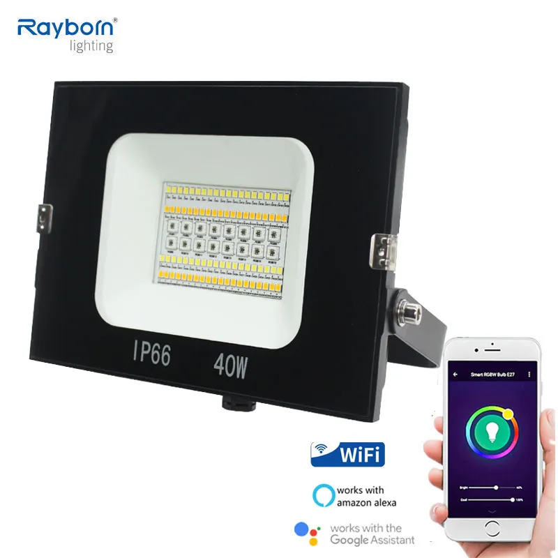 Preço de Fábrica por Atacado Luz de Inundação LED RGB RGBW 40W 60W 100W 150W Luz de Jardim com Controle por APP Decoração de Casa Inteligente