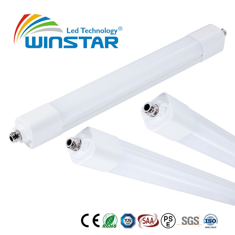 Winstar IP66 Luz de Batten LED à Prova d'Água Ik10 Fixture Linear Tri-Proof 4FT 5FT 120cm 150cm Lâmpada à Prova de Vapor à Prova de Poeira Resistente à Corrosão Iluminação Industrial