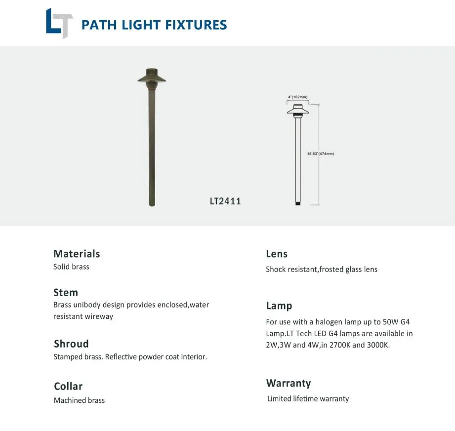 Lt2411 Luzes de Caminho Pequenas em Bronze Antigo com Construção em Latão Fundido de Baixa Tensão para Iluminação de Jardins Externos