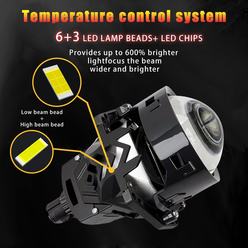 Rd03 Novos 3 Faróis LED de 132W Lente Bifocal de Dupla Lâmpada Super Rejeição de Calor Lente Projetora Bi LED para Carros Universais