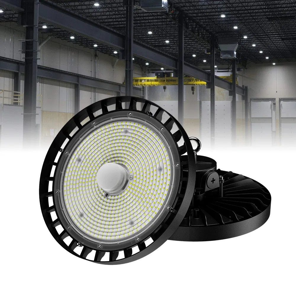Iluminação Industrial Interna 80W 120W 150W 190W 250W IP65 Luz LED de Alta Baía UFO à Prova de Explosão com Sensor Linear para Armazém